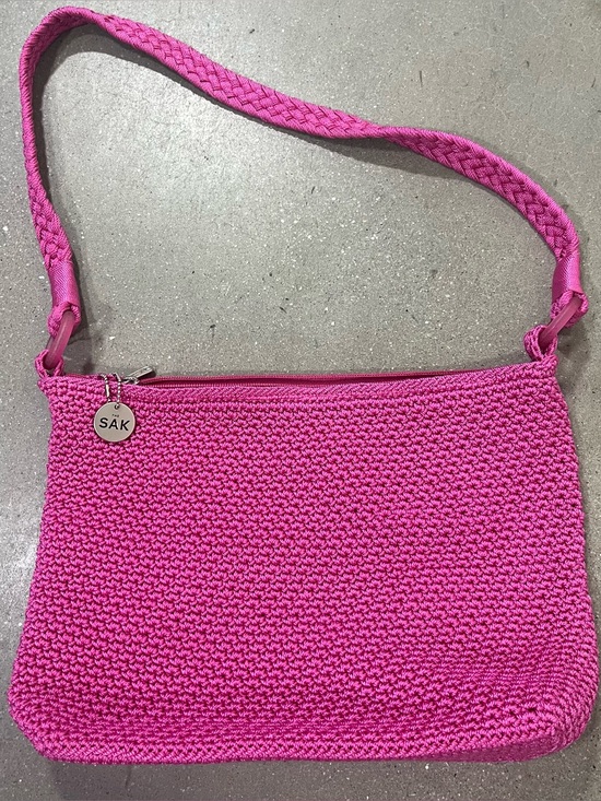 The Sak Handbags - THE SAK Vintage Crochet Hobo Bag Pink Woven Knit Retro Boho Shoulder Purse Large